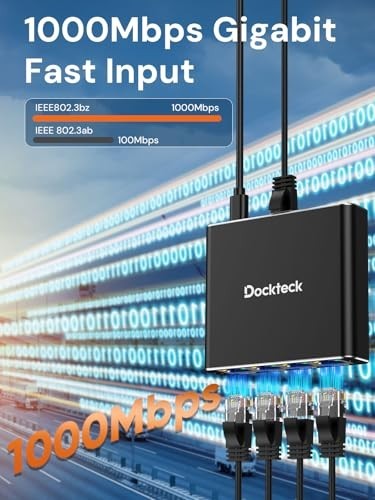 Ethernet Splitter 1 to 4 1000Mbps Gigabit Network Adapter Aluminum USB C