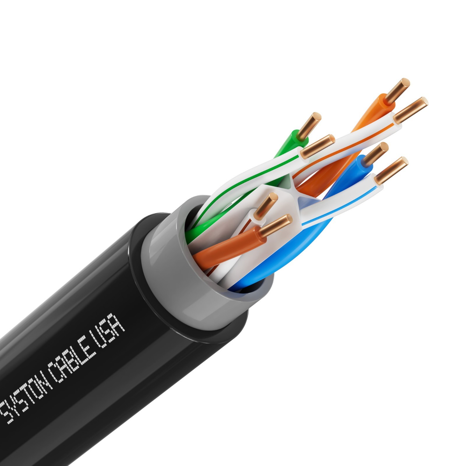 Syston Direct Burial Cat 6A+ Ethernet Cable OSP 23AWG UTP Bulk – 500ft 1000ft