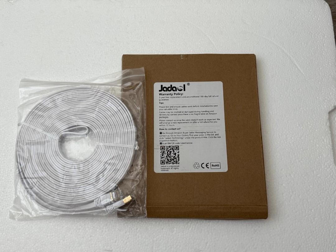 Ethernet Cable Cat7 Flat 50 feet White Cable Clips,jadaol Network Cat 7 J27