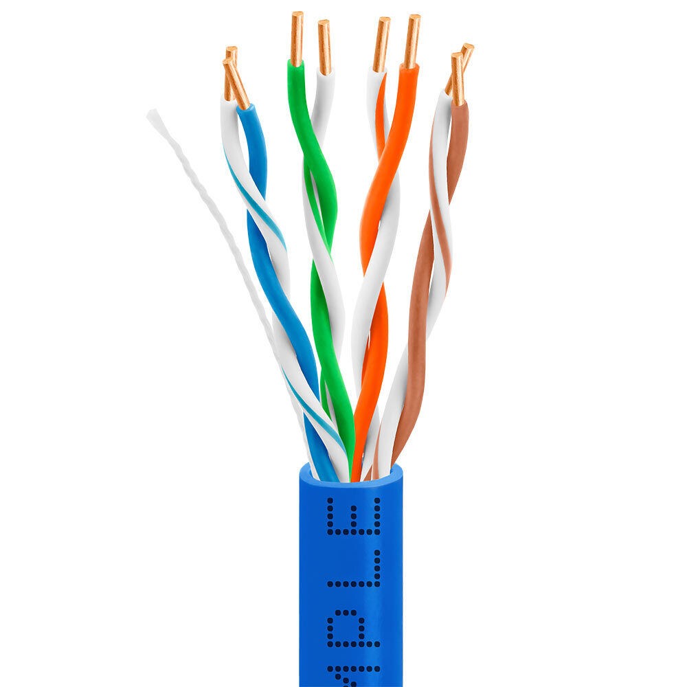 2 Pack 1000ft Cat5e Bulk Ethernet Cable CMP Plenum Solid 24AWG UTP Blue