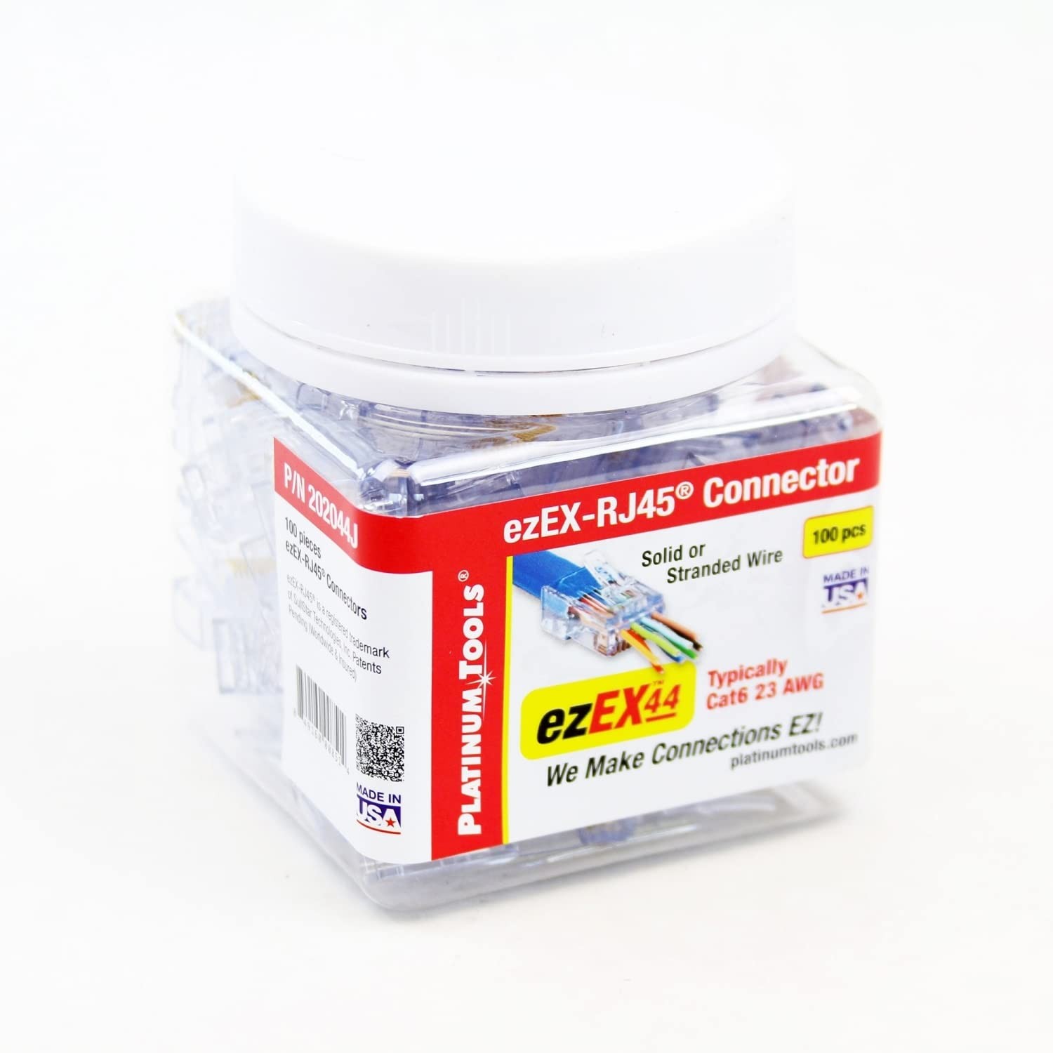 202044J ezEX44 Connector for Ethernet Cable Termination, 100 per Jar