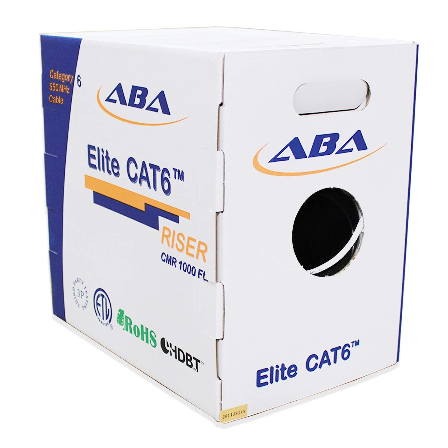 Cat6 Riser (CMR), Ethernet Cable 1000ft, White, No Spline, Unshielded Twisted Pa