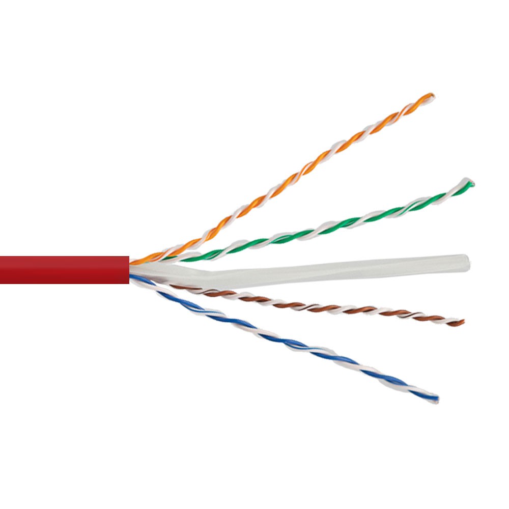 CAT6 Cable CMR Copper Riser UTP 23 AWG 250 MHz Ethernet – 1000 Ft Red Bulk
