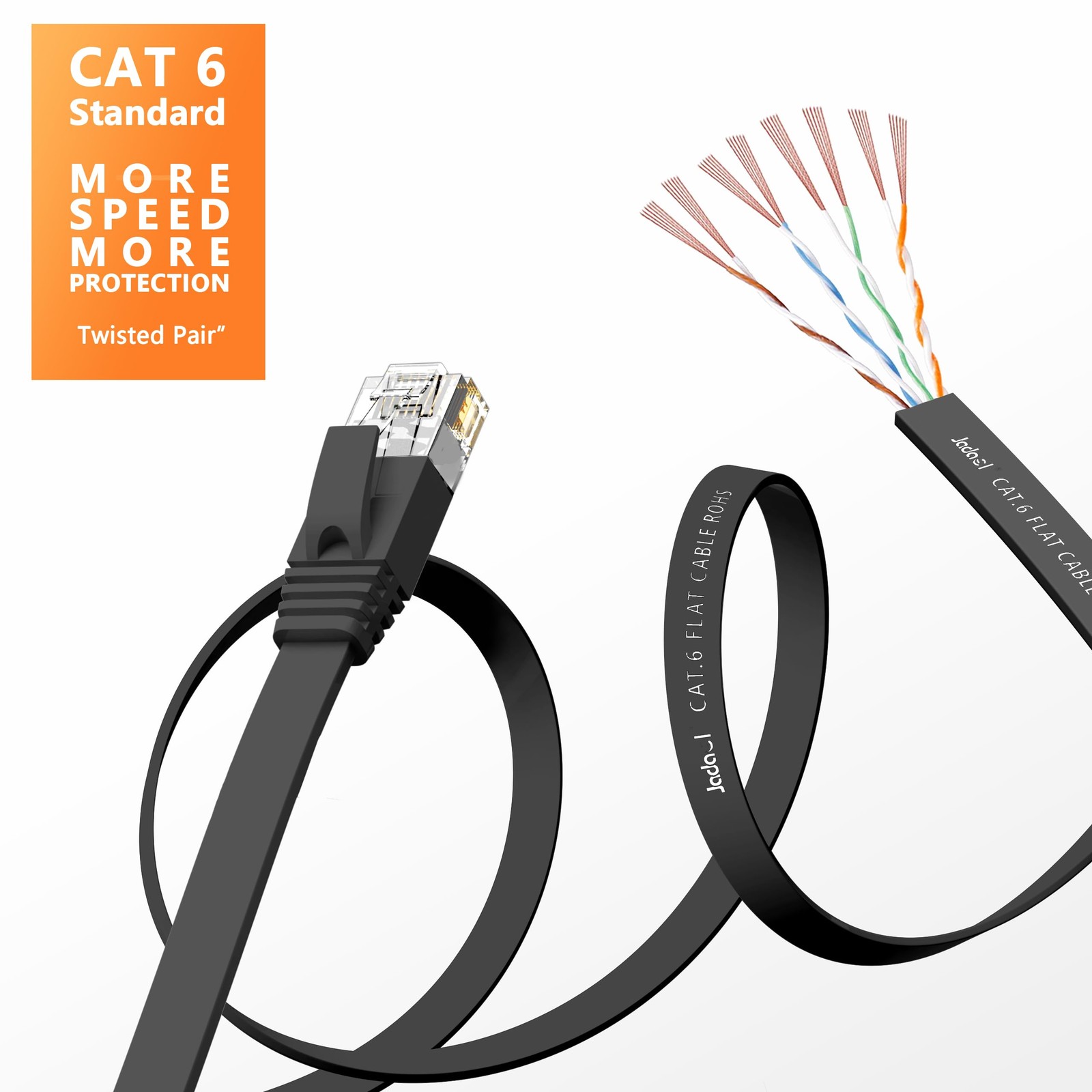 Cat 6 Ethernet Cable 200 ft with Cable Clips, 10Gbps Support Cat8 Cat7 Networ…