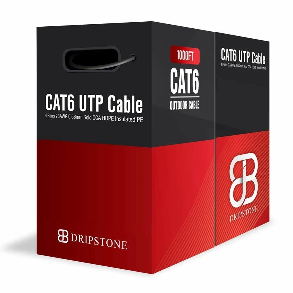 Dripstone CAT6 Direct Burial Ethernet Cable 23AWG Solid CCA UTP, Waterproof H…