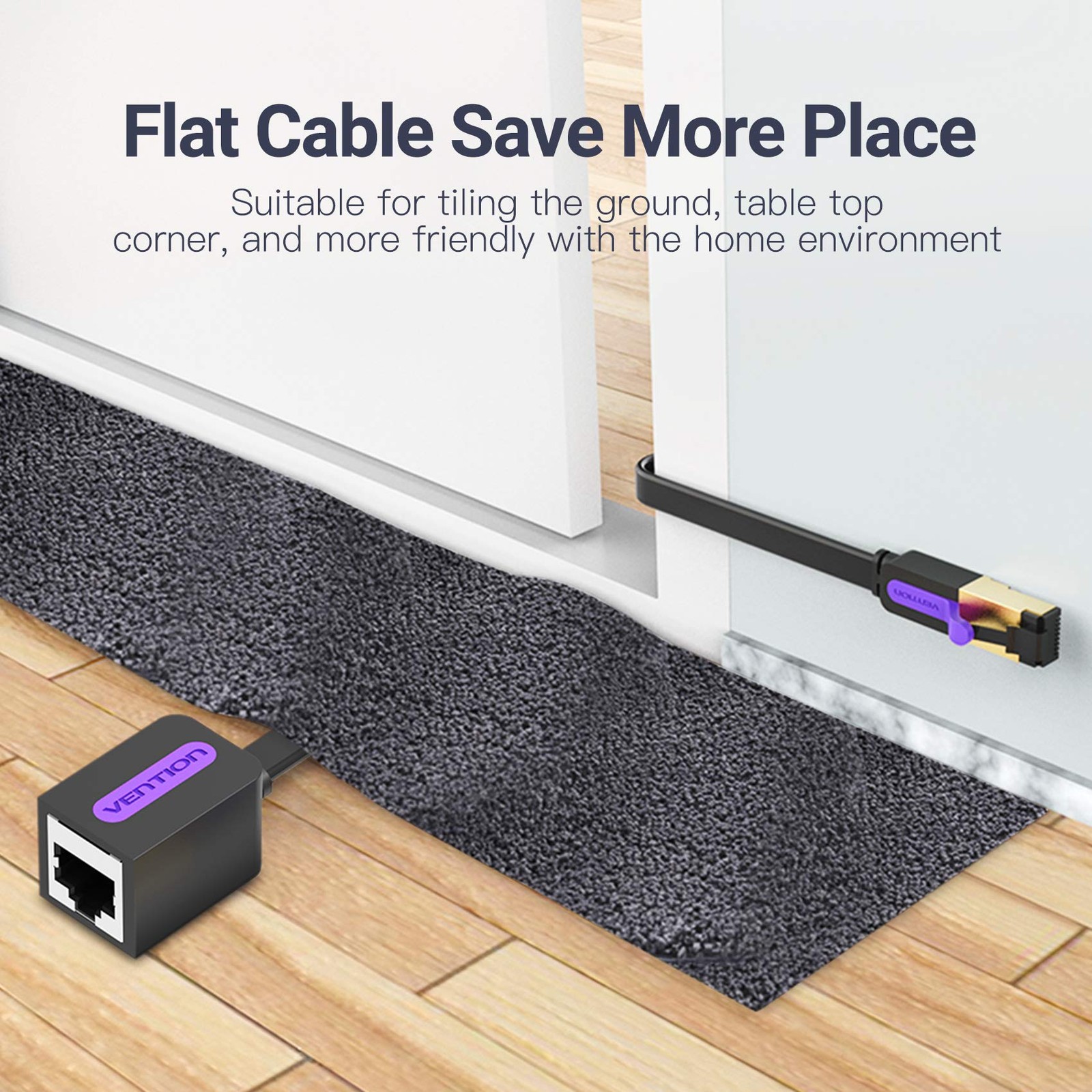 Cat7 Ethernet Extension Cable Shielded RJ45 Male To Female Network 10 Ft