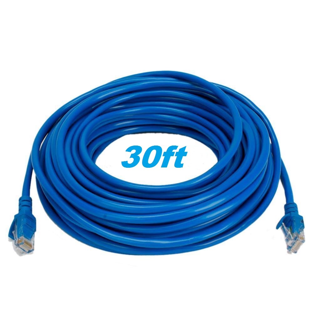 30FT 30′ FT RJ45 CAT6 CAT 6 PATCH ETHERNET LAN NETWORK BLUE CABLE