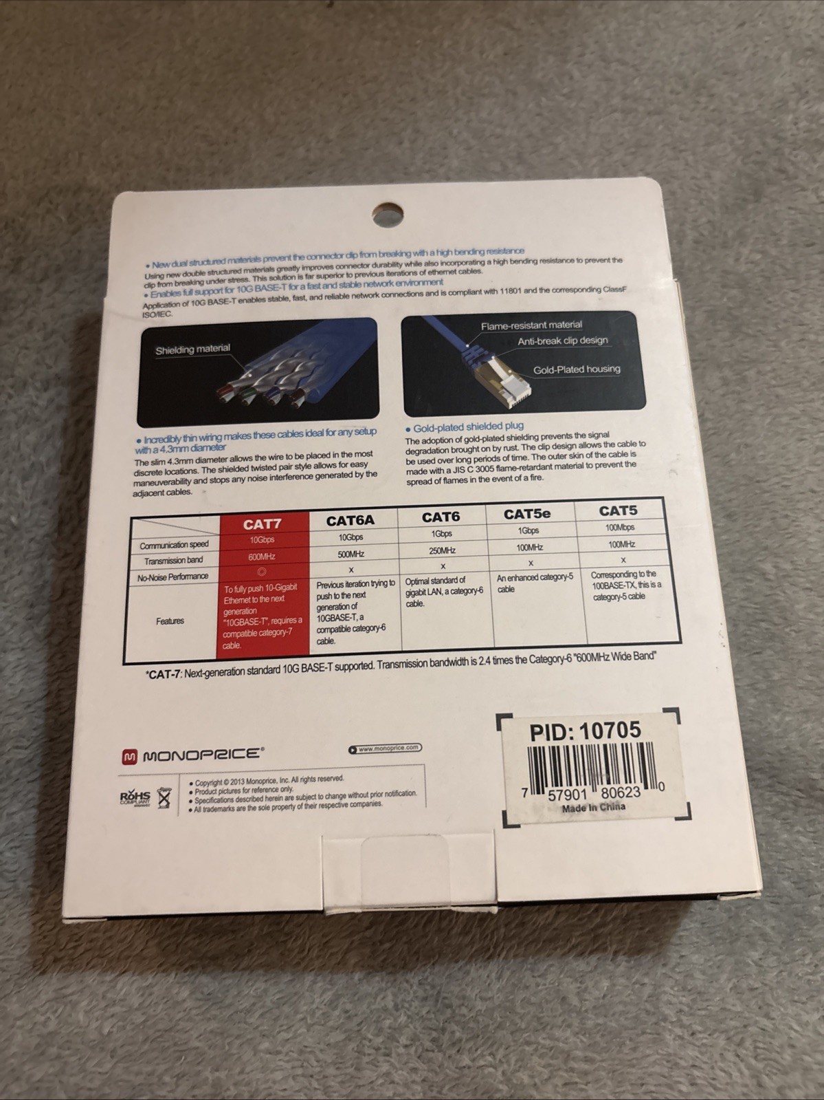 Cat 7 10 M 10 Mbps 600 MHz Lan Cable