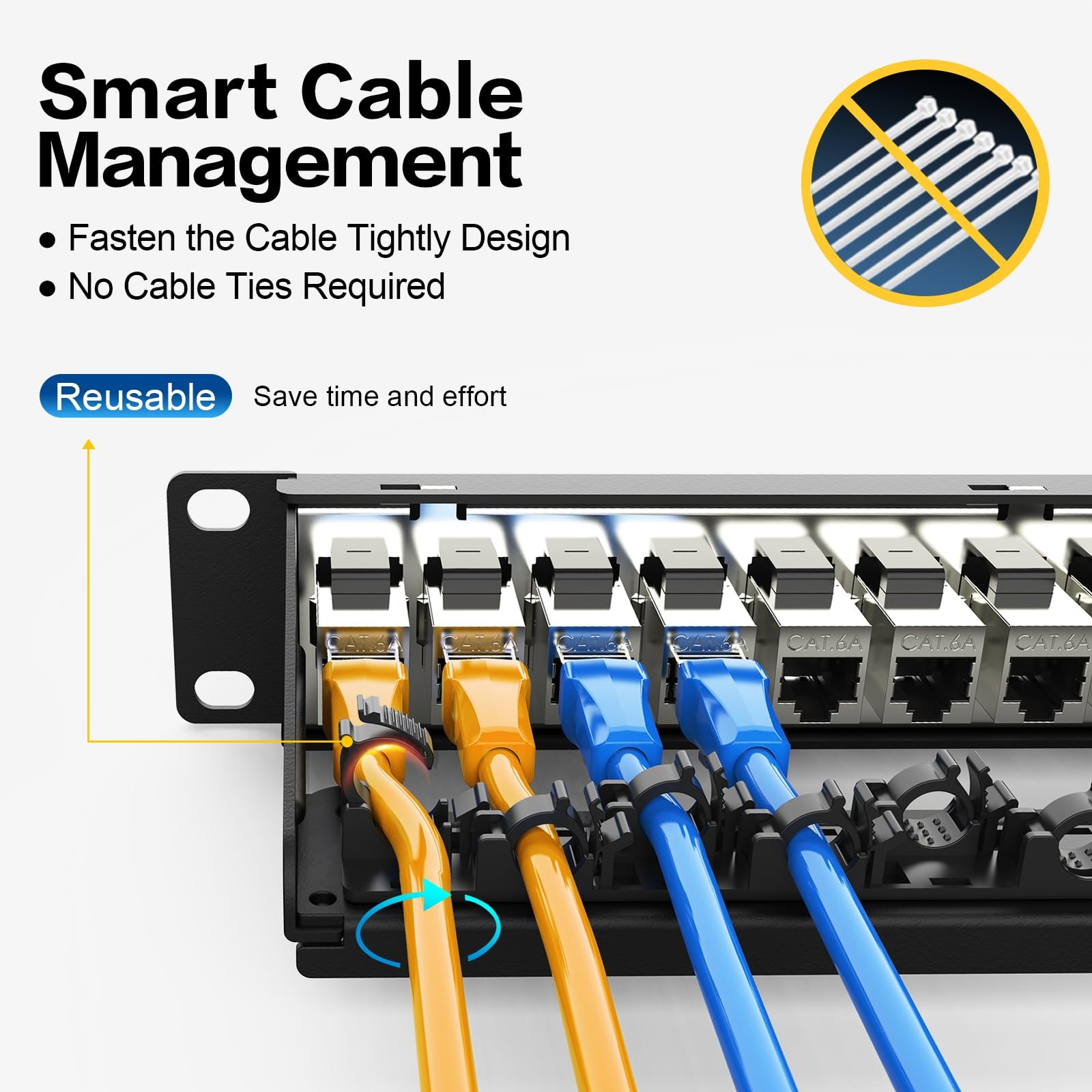 Patch Panel 24 Port Cat6A Keystone Jack STP 10G 1U Network 19 Inch Cat6 Cat5e