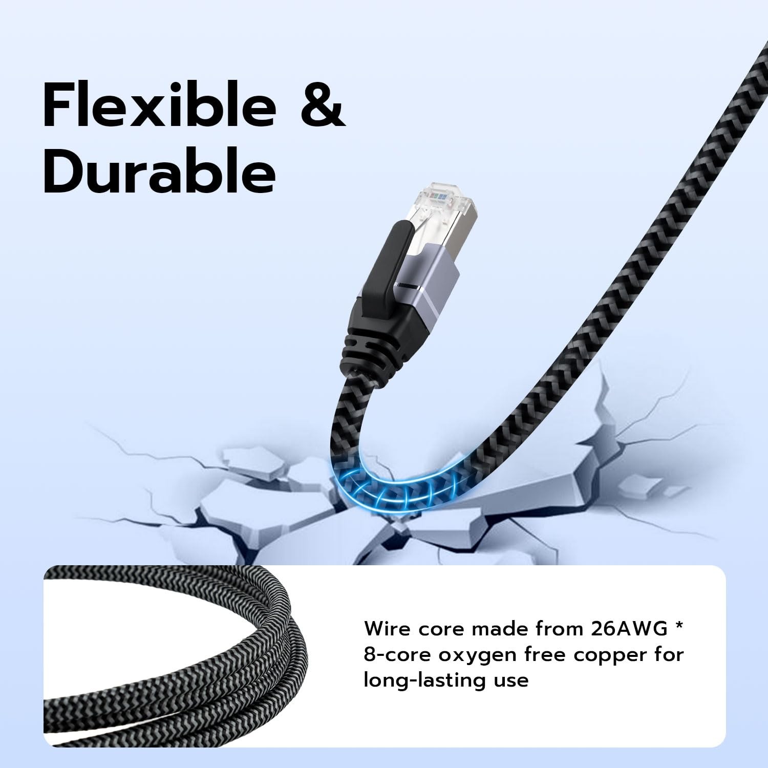Mcbazel USB C to Ethernet Cable 2M, Type C RJ45 2 meters, Silver
