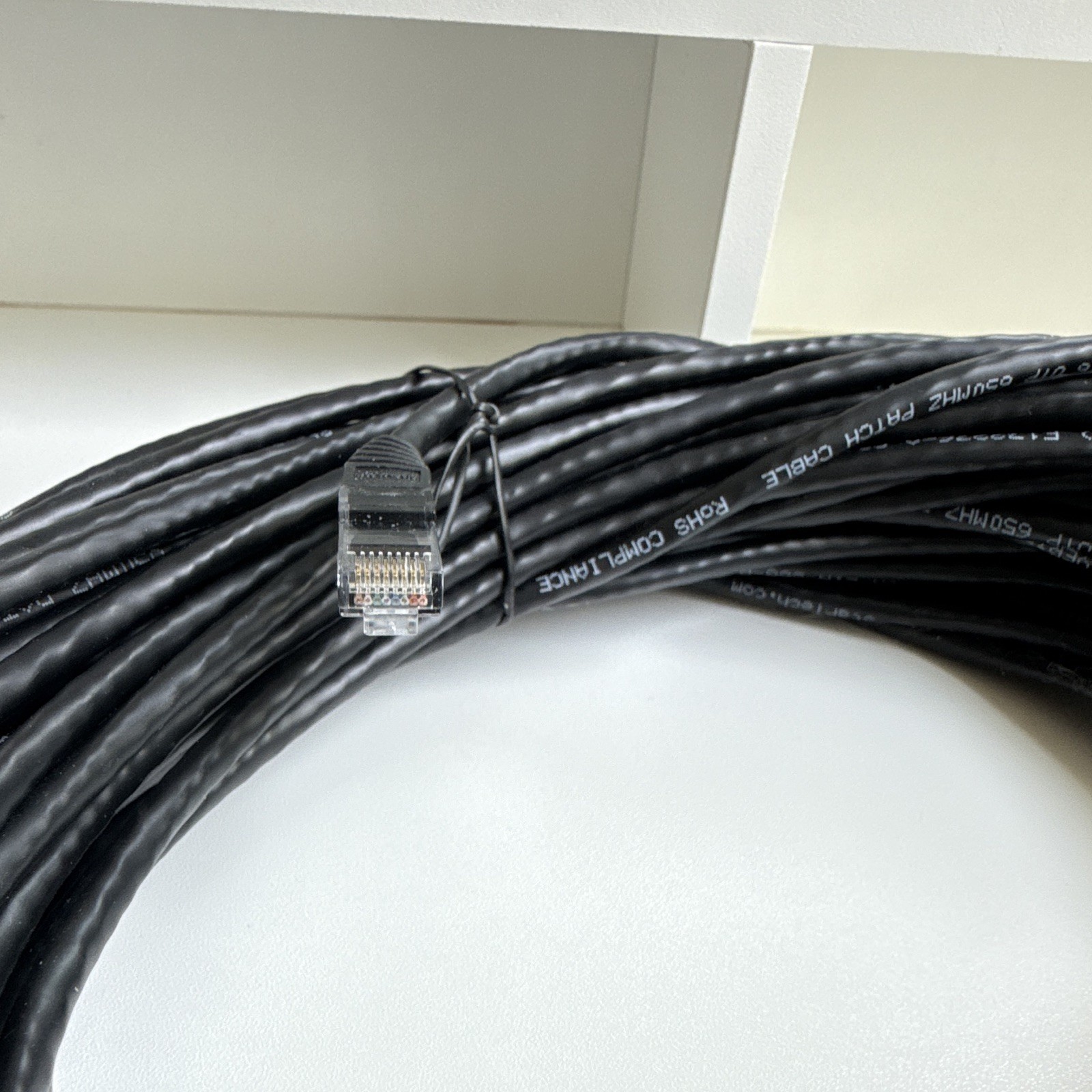 Black Ethernet Network Cable RJ-45 to RJ-45 Round Cable More Than 25ft