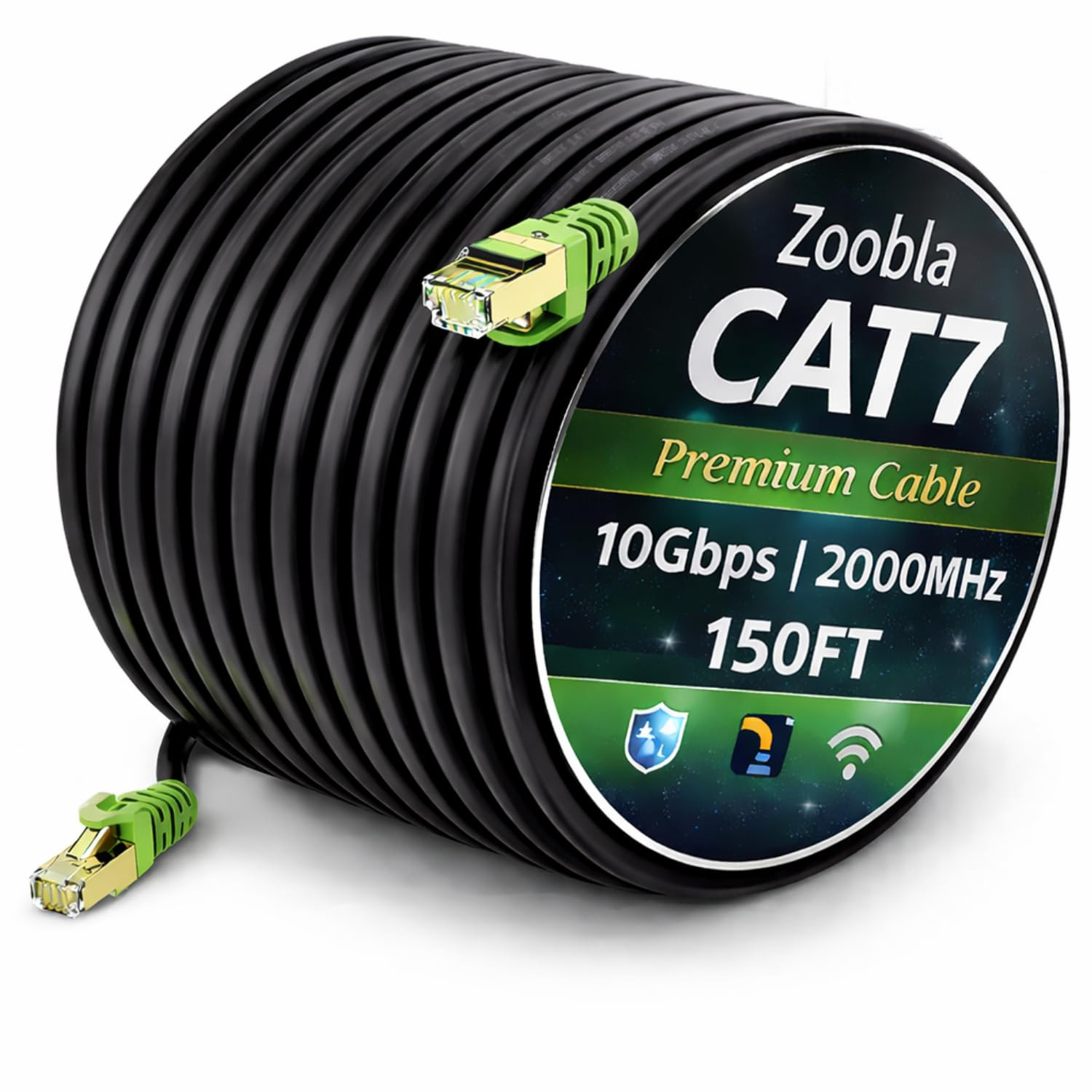 Cat7 SFTP Ethernet Patch Cord 150Ft – 100% Pure Copper LAN Cable, Double Shielde