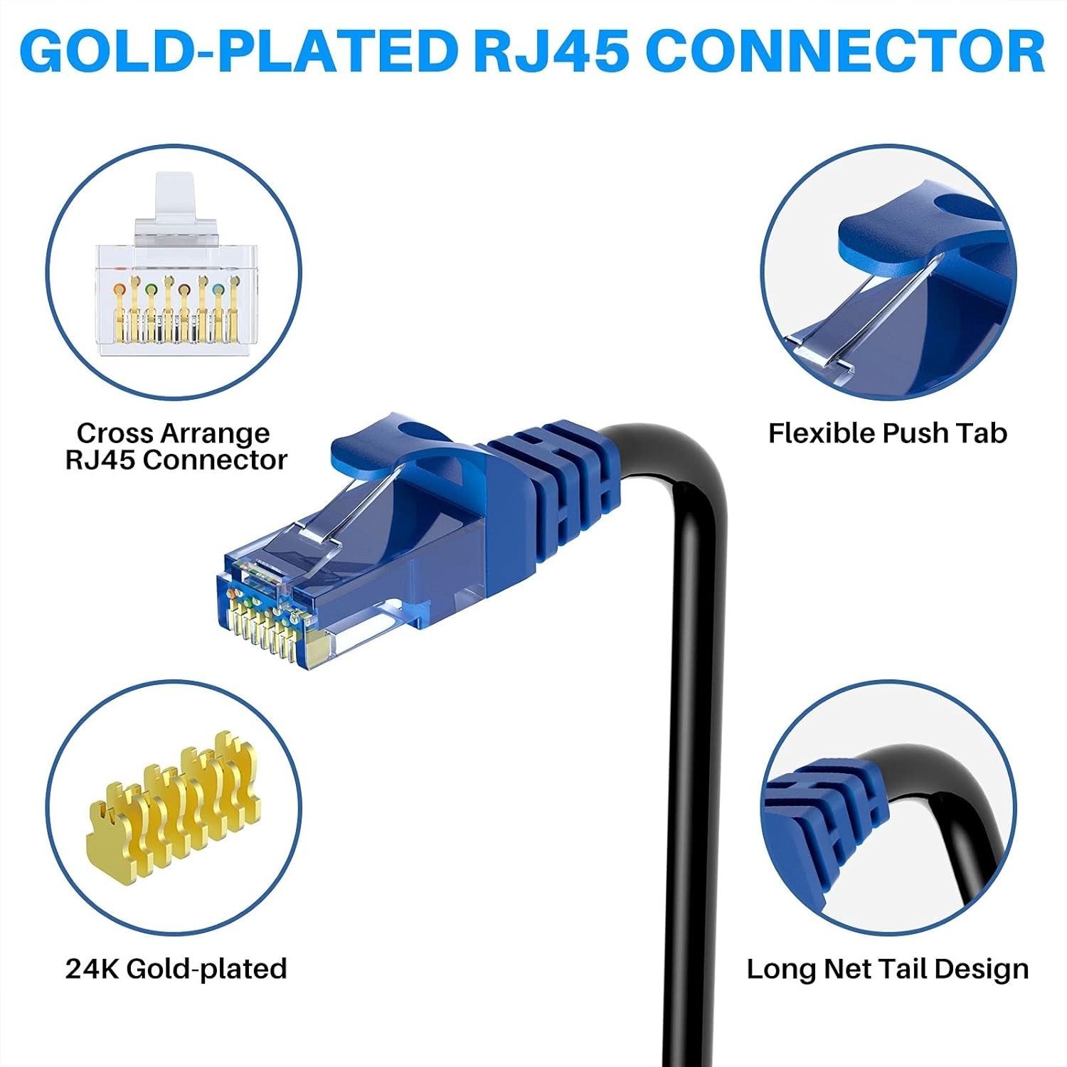 Cat 6 Outdoor Ethernet Cable 100 Ft Black High Speed Heavy Duty Long Internet N