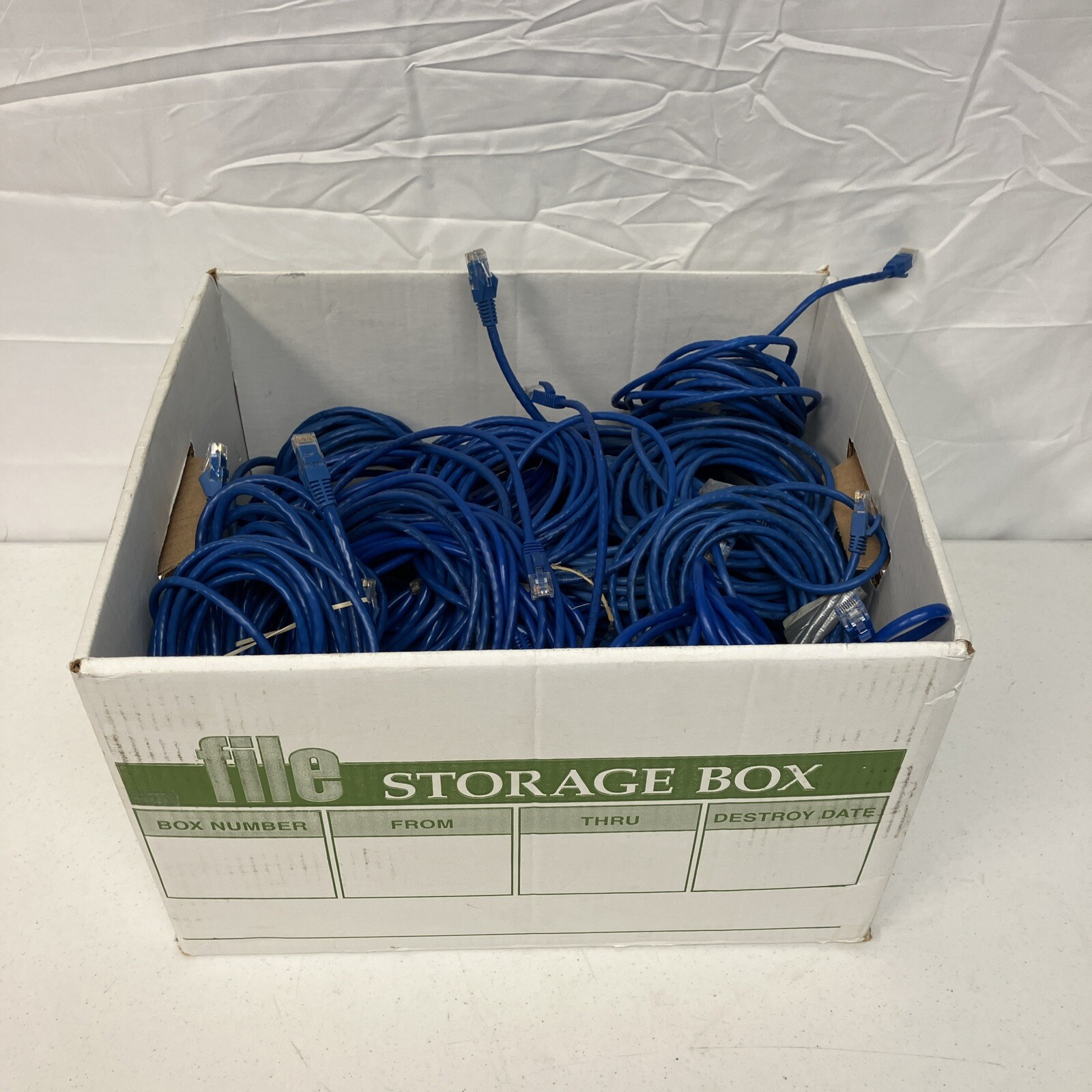 Lot Of 10 Cat 5 & 6 Cables Each About 6’ To 10’ All Blue. All Used As-IS