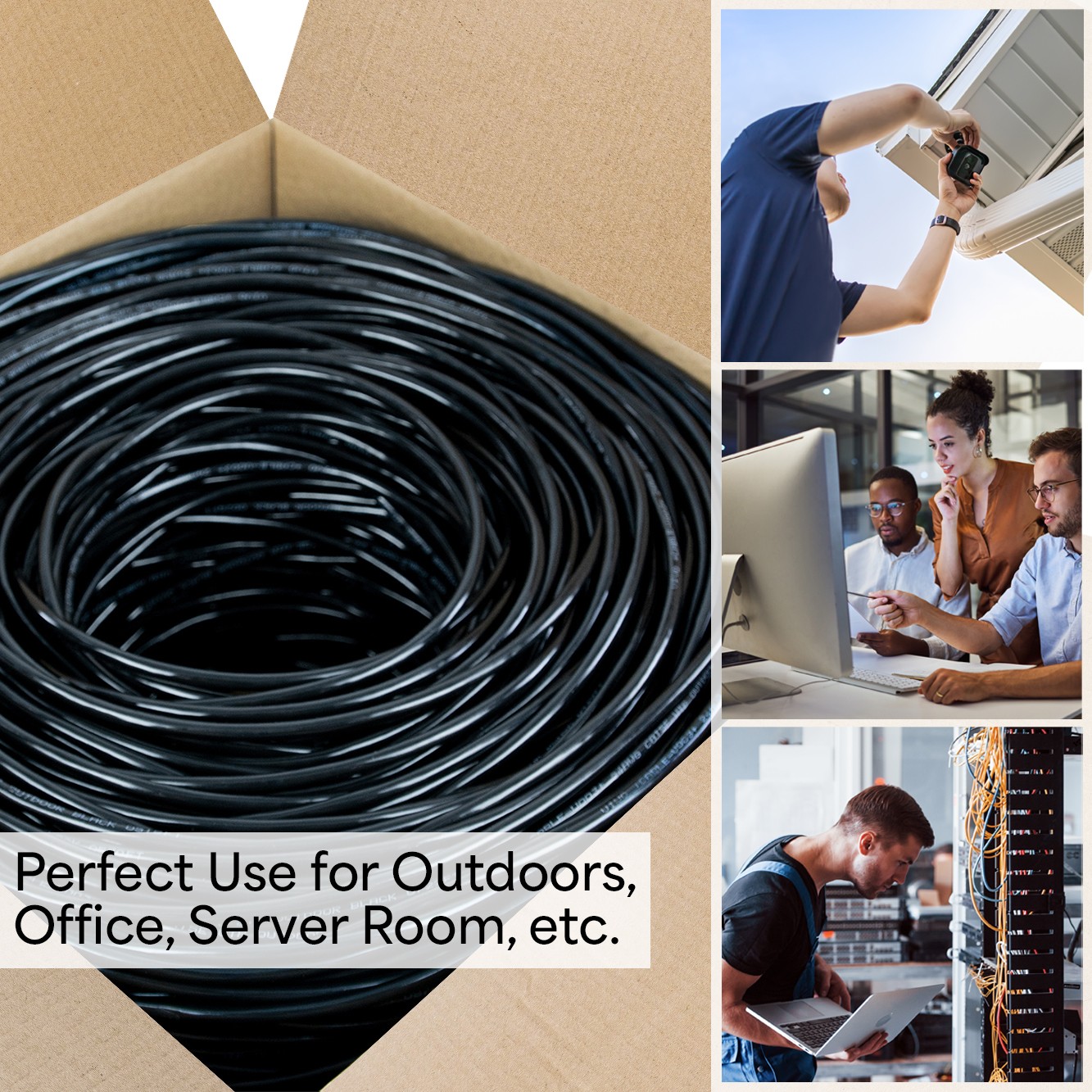 VIVO 500ft bulk Cat5e LAN Ethernet Cable UTP Cat-5e Waterproof Outdoor Burial