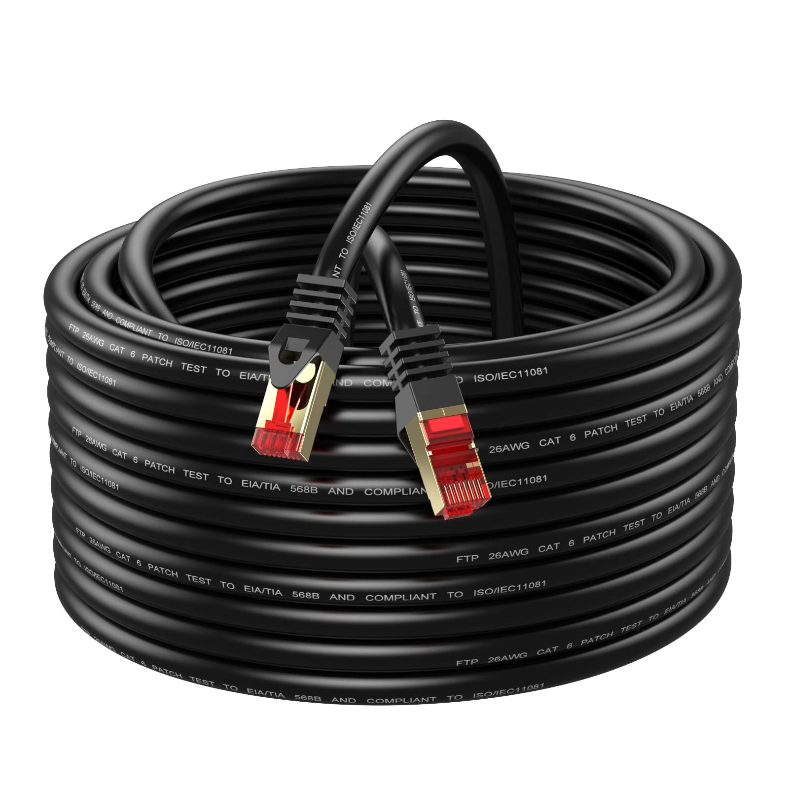 Cat6 Outdoor Ethernet Cable 150ft,Outdoor Shielded Grounded UV Resistant