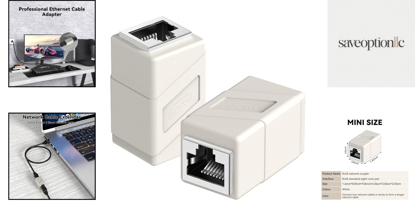 RJ45 Coupler 2-Pack: Female to Female Ethernet Adapters for Reliable Connections