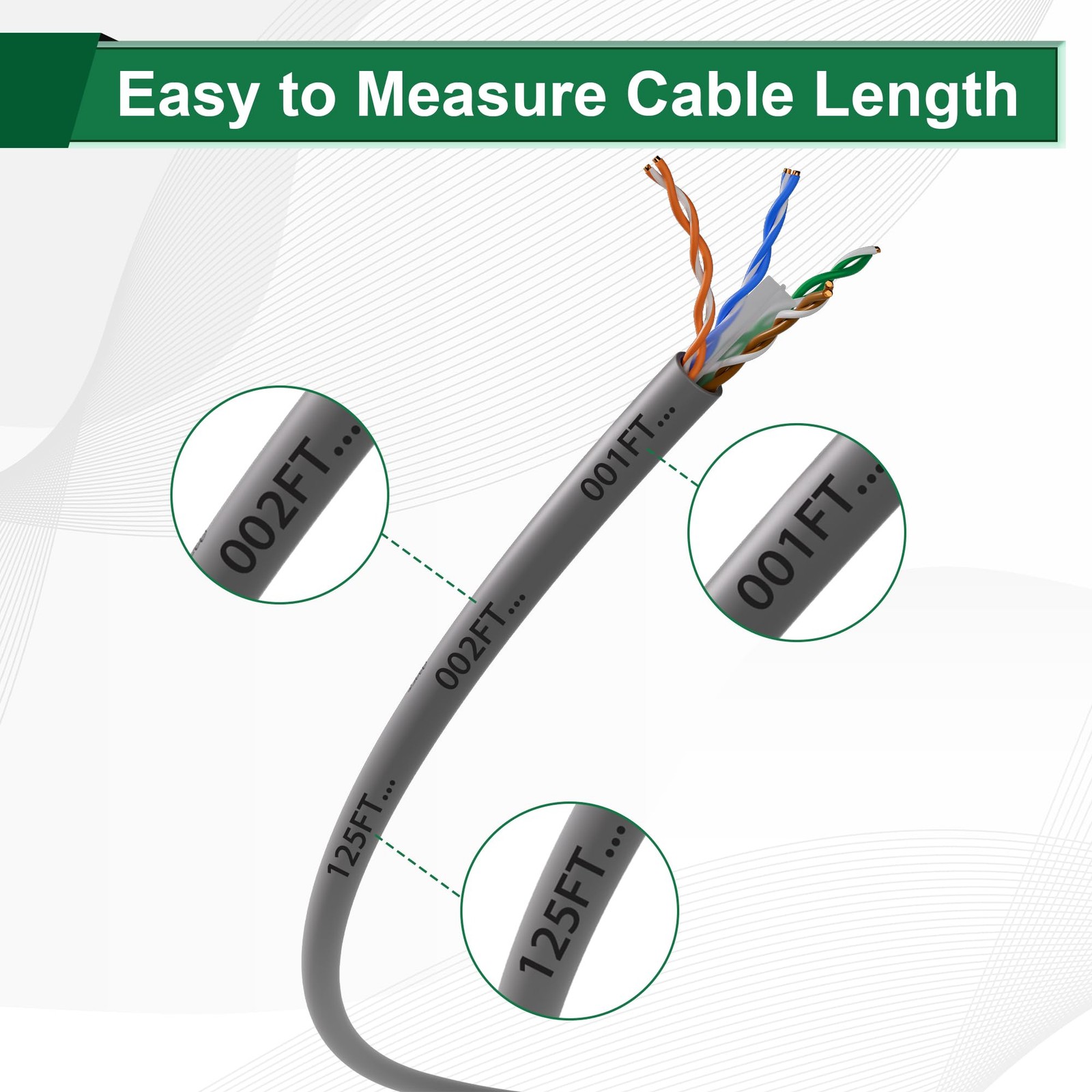 Elecan Bulk Cat 6 Ethernet Cable 300 Ft Gray, Easy Pull Box, Solid 23AWG Oxyg…