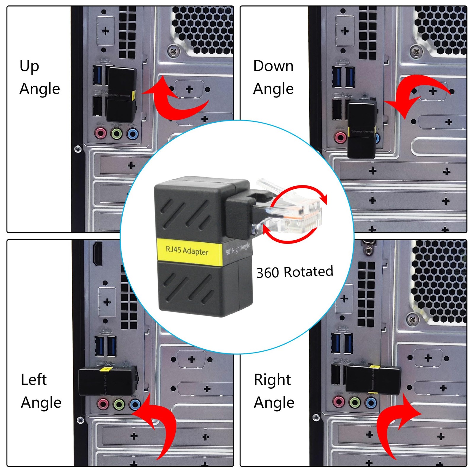 Cat6 Ethernet Extender Adapter 180 Rotatable RJ45 Male To Female Coupler 2 PCS