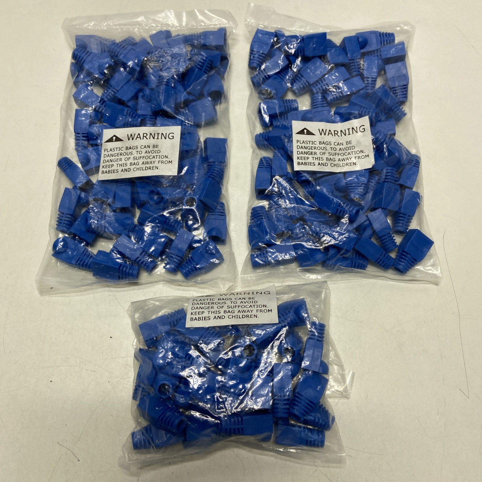 RJ45 Strain Relief Boot Blue End Cap Ethernet Cable Plug Cover *LOT Of 130*