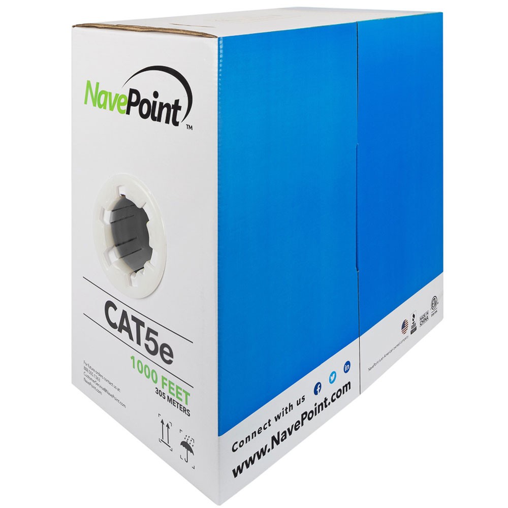 CAT5e Plenum CMP Pure Copper UTP 24 AWG 100 MHz Network Ethernet – 1000 Ft Red