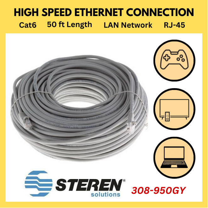 50 FT CAT6 Ethernet Cable 550MHz Data Transfer Patch Cord High Speed Gaming RJ45
