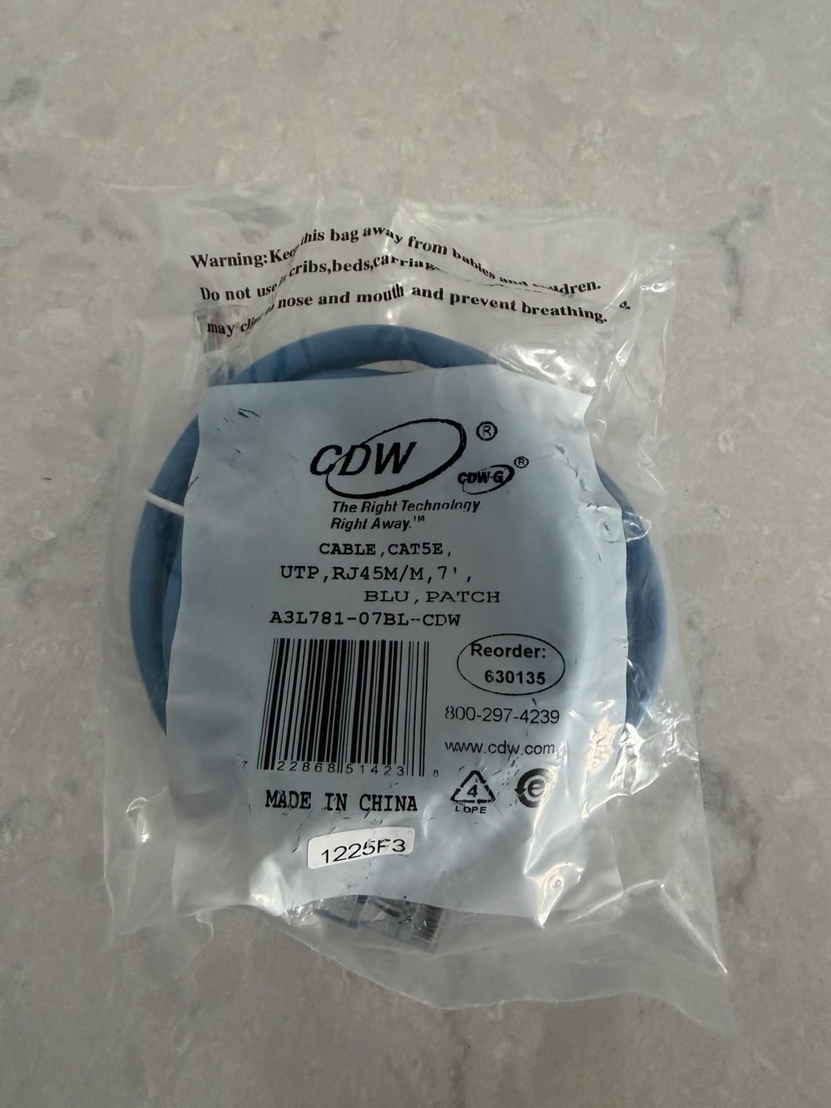 LOT OF 4 – BELKIN A3L781-07BL-CDW 7FT CAT5E BLUE RJ45M/M ETHERNET CABLE – 630135