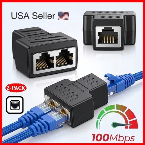 1 to 2 Port RJ45 Splitter Dual Female CAT5 CAT6 7 LAN Ethernet Network Adapter