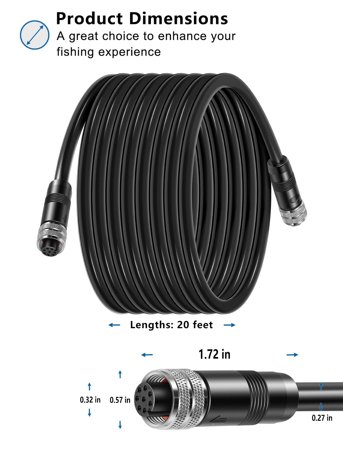 20 Feet Female To Female Marine Fishfinder Network Extension Cable Humminbird