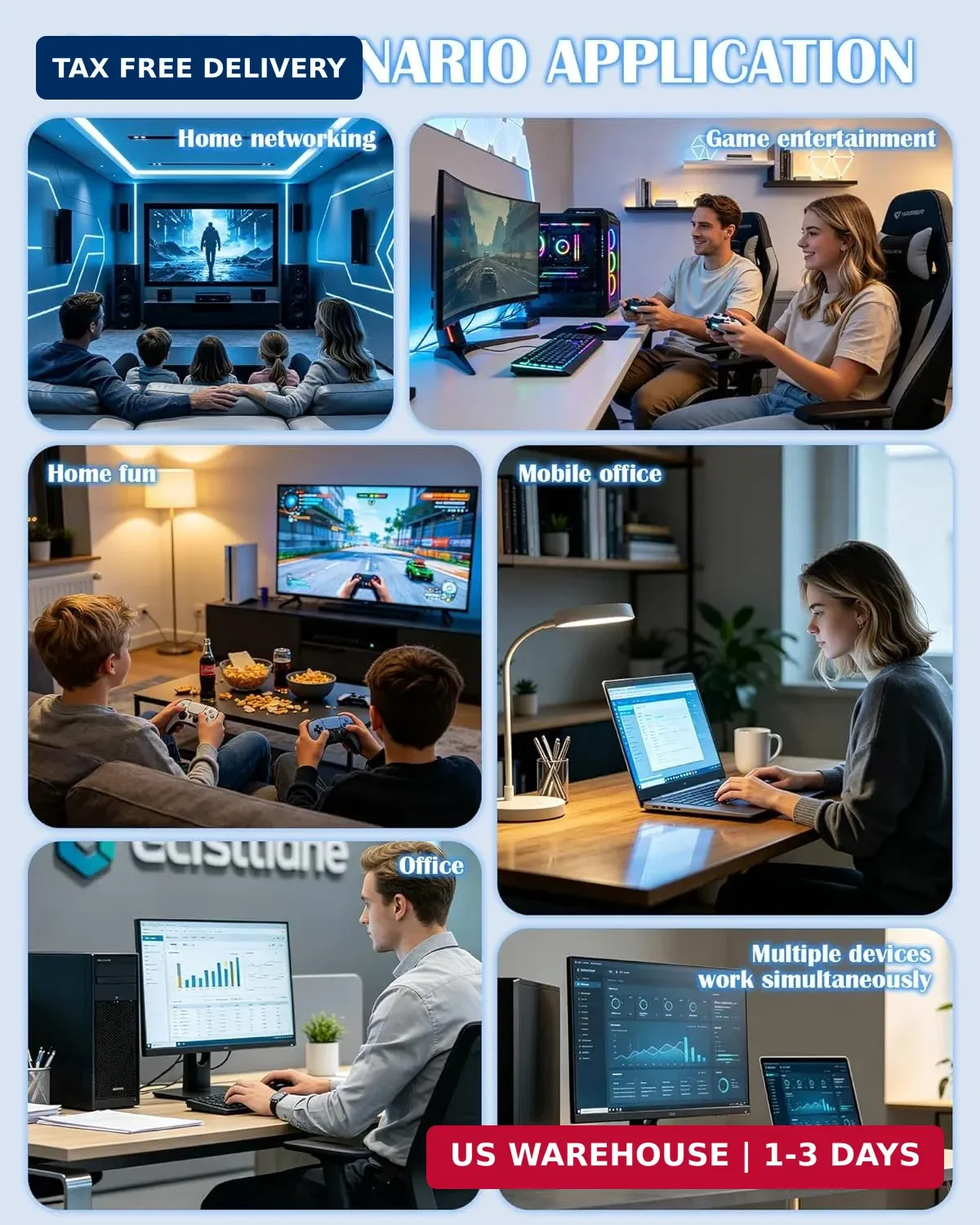 Internet Splitter 1 in 4 Out, Gigabit Ethernet LAN Splitter High Speed | 1000Mbp