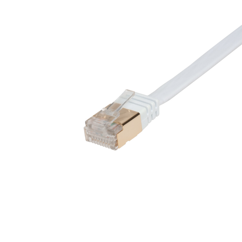 CAT7 Ultra Slim Flat SFTP Ethernet Patch Cable 10Gbps LAN Network Cord White Lot
