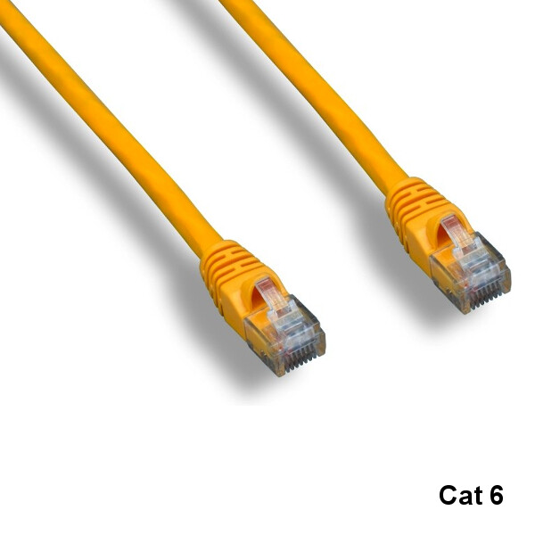 KNTK Yellow 14ft Cat6 UTP Patch Cord 24AWG 550MHz Panel Router Networking RJ45