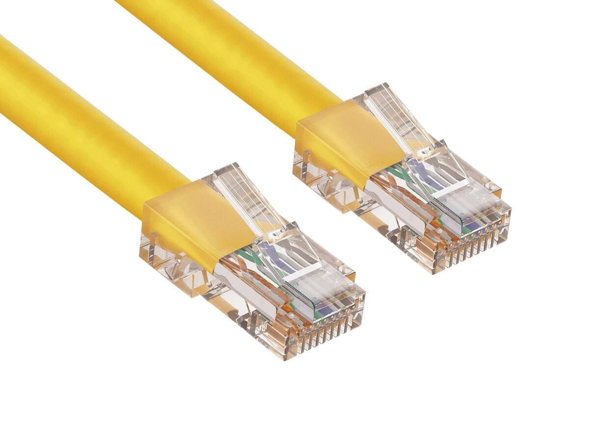 Cat5e UTP Assembled Patch Cable, Yellow – 1/3/5/7/10/14/15/25/50/100 ft