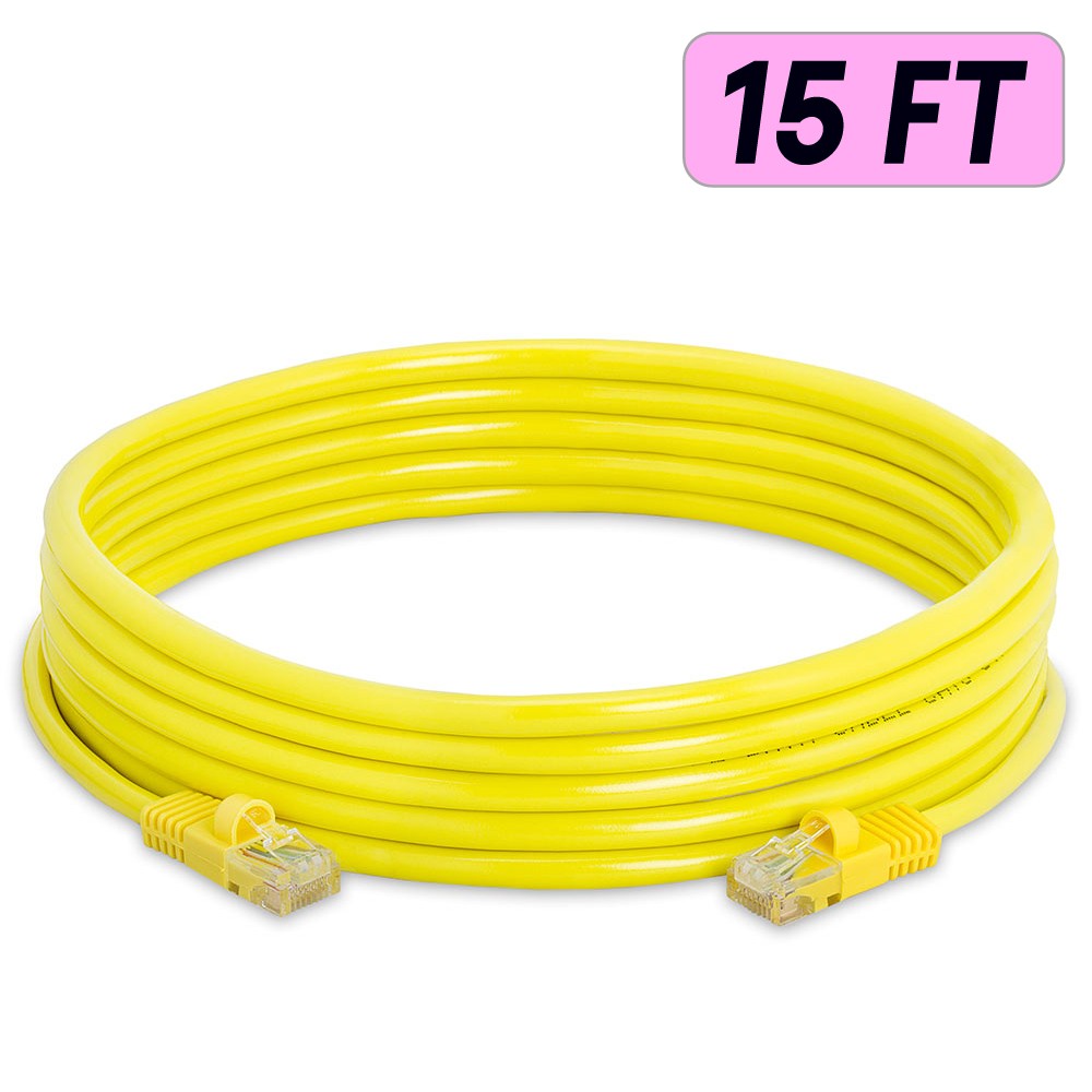 20 PACK Cat5e Cable Yellow Cat 5 Patch Cord Ethernet RJ45 Connectors LAN Wire