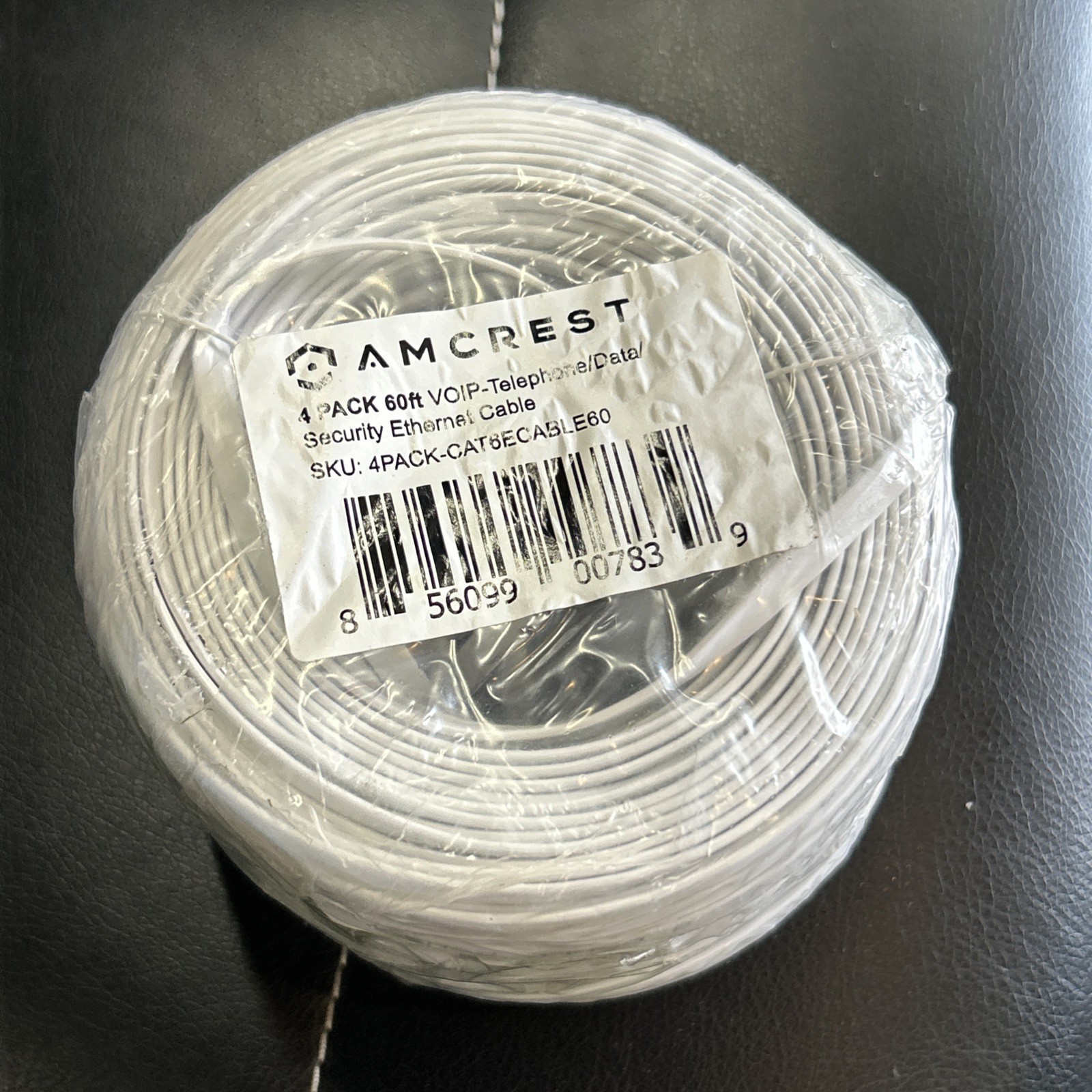 AMCREST 4PK 60Ft CAT6E Cable VOIP-TELEPHONE/DATA/SECURITY ETHERNET Cable.SEALED