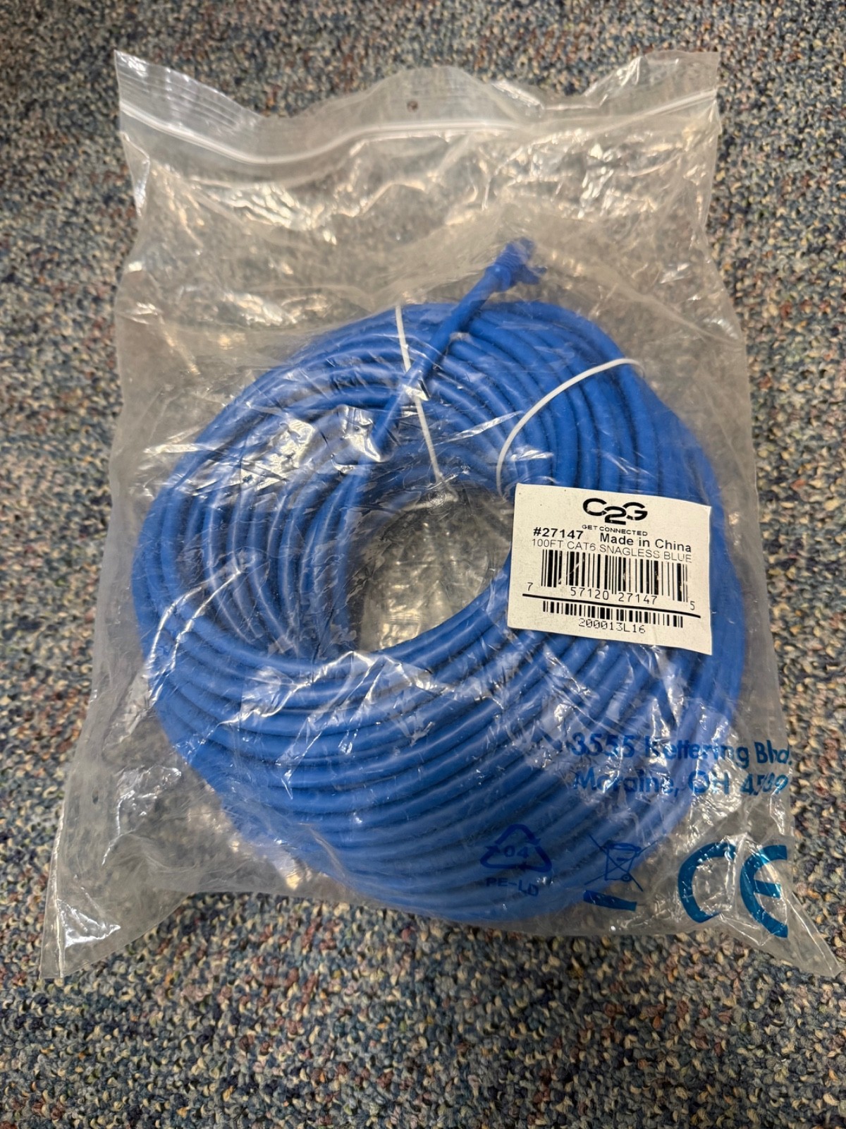 C2G 27147 100FT CAT6 Snagless Unshielded (UTP) Ethernet Network Patch Cable Blue