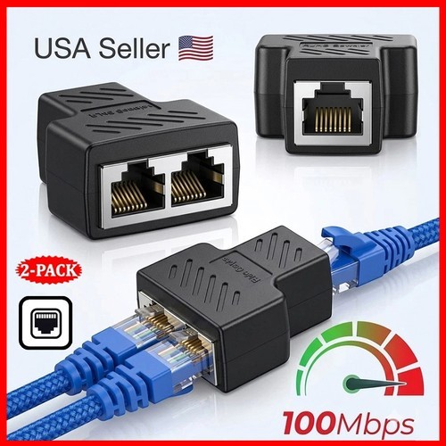 1 to 2 Port RJ45 Splitter Dual Female CAT5 CAT6 7 LAN Ethernet Network Adapter