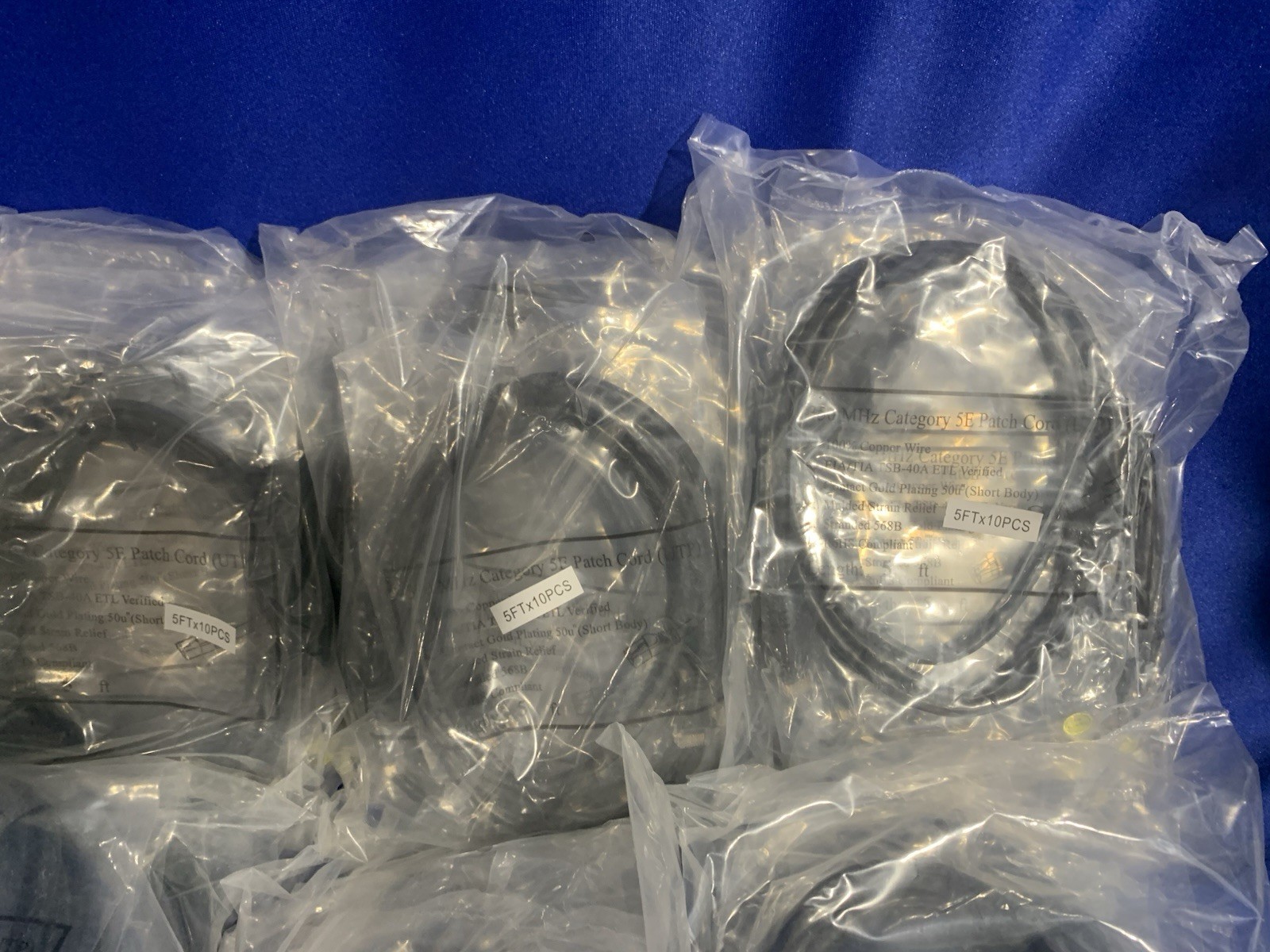 5 Foot Ethernet Network Cable Cat5e Patch Cord LAN – Pack of 10 x15 – New Sealed