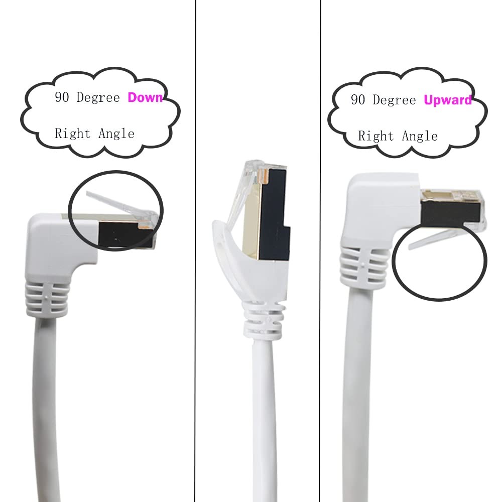 10 ft Downward Right Angle Cat 6 Ethernet Cable for PC Router Modem