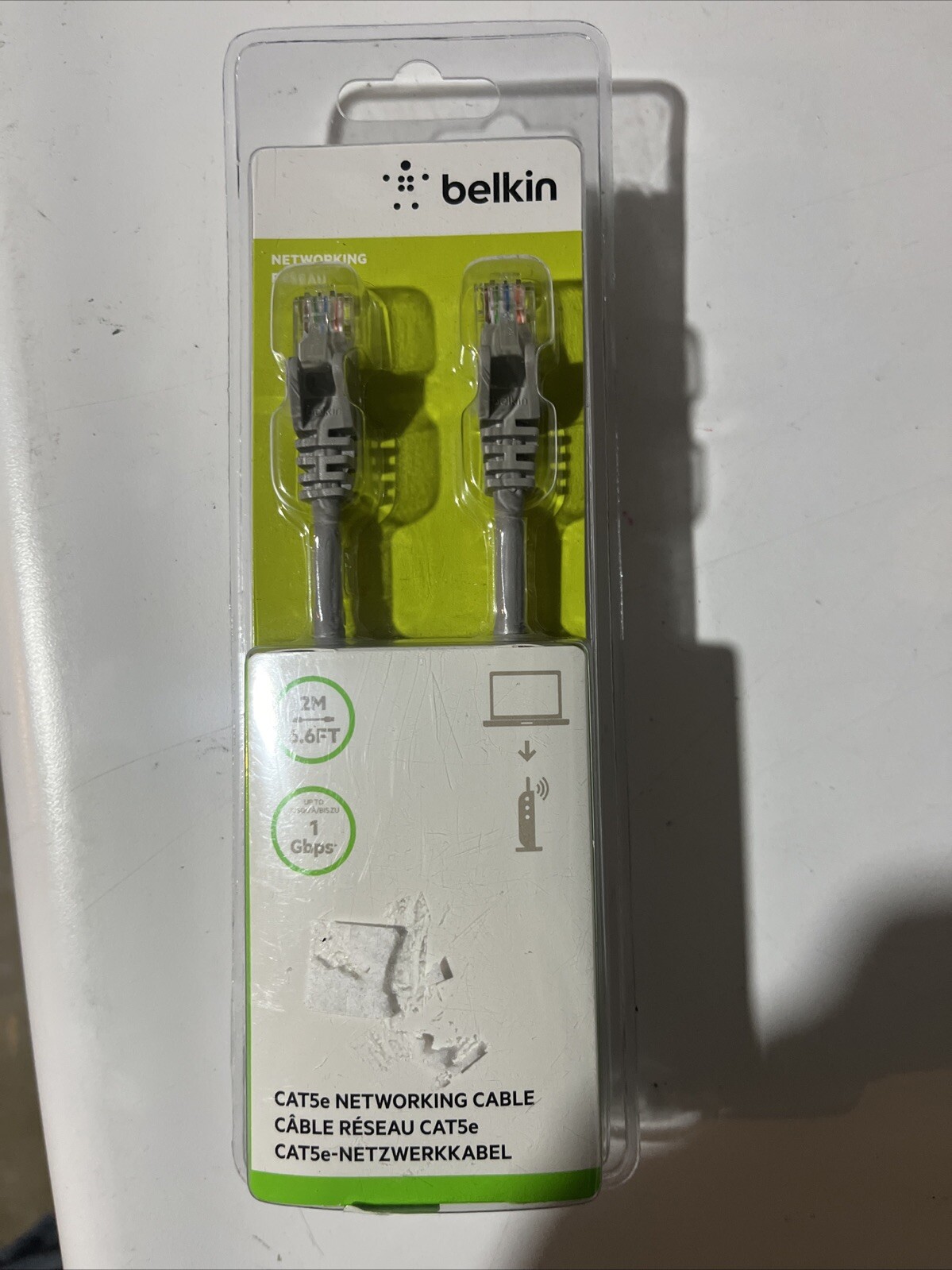 Belkin Cat5e Networking Cable 2M 6.6ft Grey Ethernet Cable Up To 1 Gbps NEW