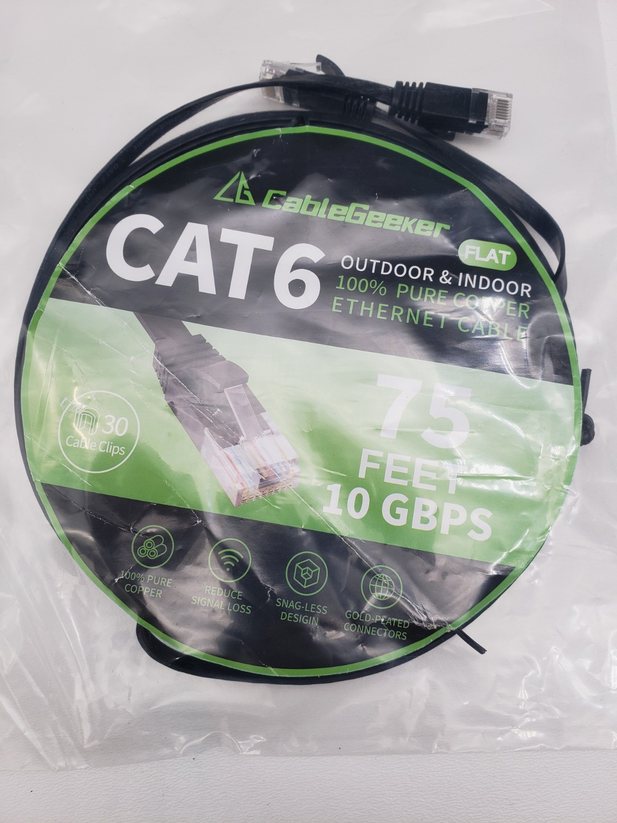 CableGeeker Indoor Outdoor 75 Feet 10 Gbps Cat 6 Ethernet Cable 100% Pure Copper