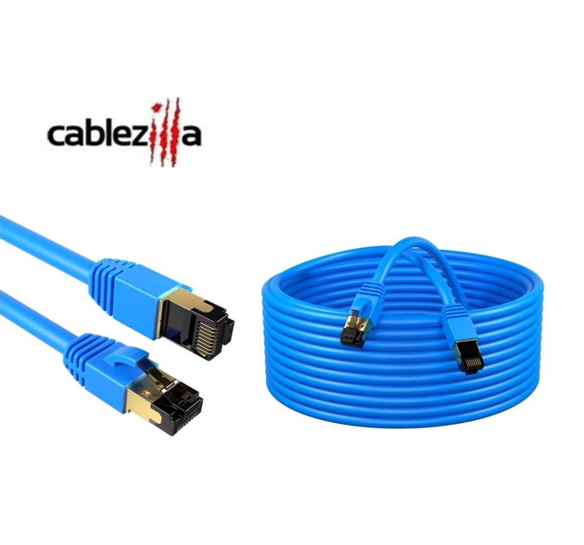 Cat8 SFTP Super Speed Ethernet Patch Cord 40Gbps Wire 0.5-75 FT Blue Pack LOT