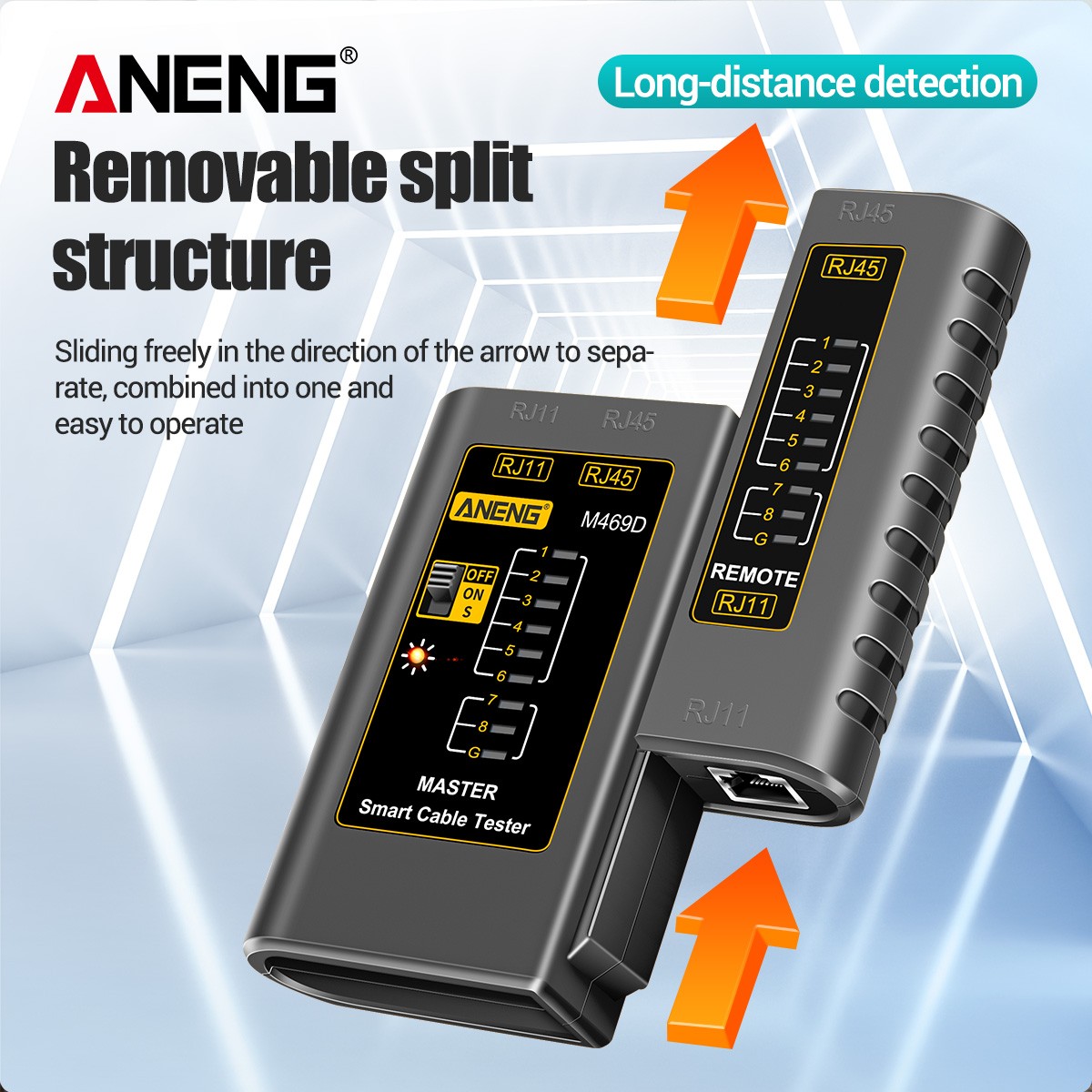 ANENG M469D RJ45 RJ11 Network Cable Tester LAN Telephone Line Detector Tracker