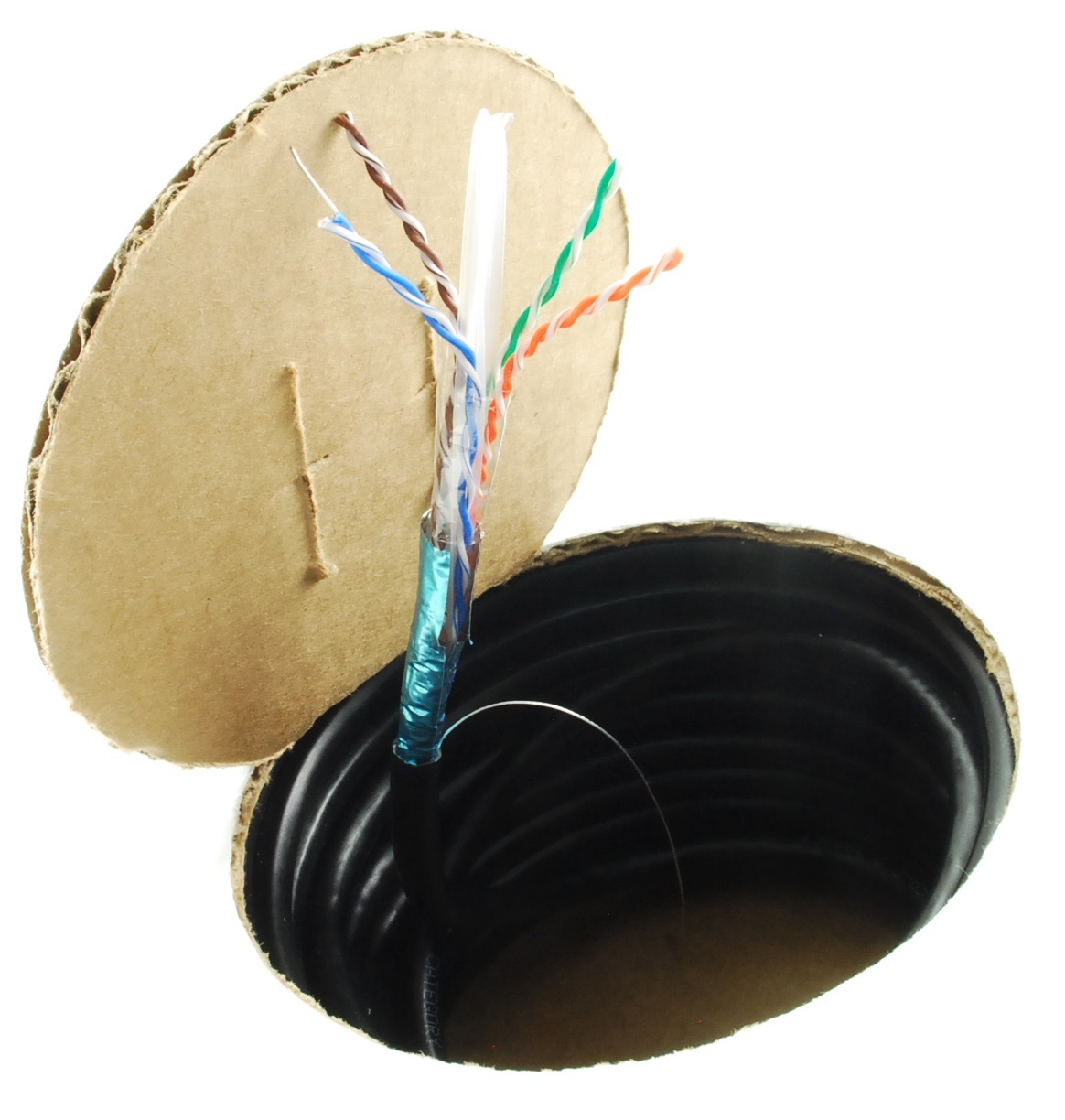 250ft CAT6e Shielded RJ45 FTP Solid Pure Copper Black Ethernet Bulk Cable