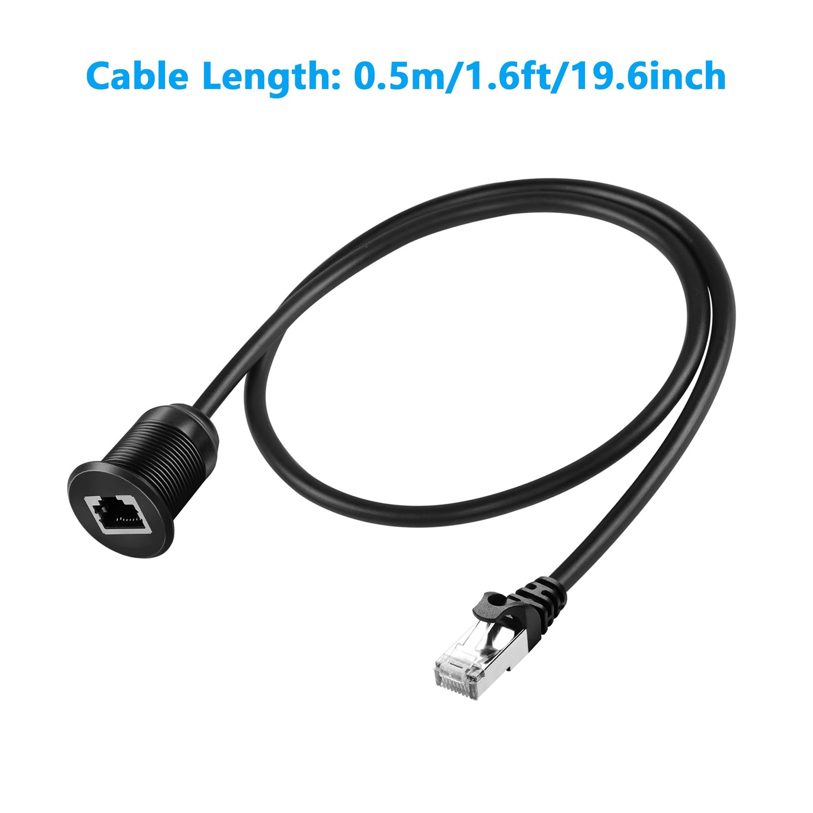 Cat6 RJ45 Panel Mount Extender Cable Male Female Ethernet LAN 0.5M/1.6FT