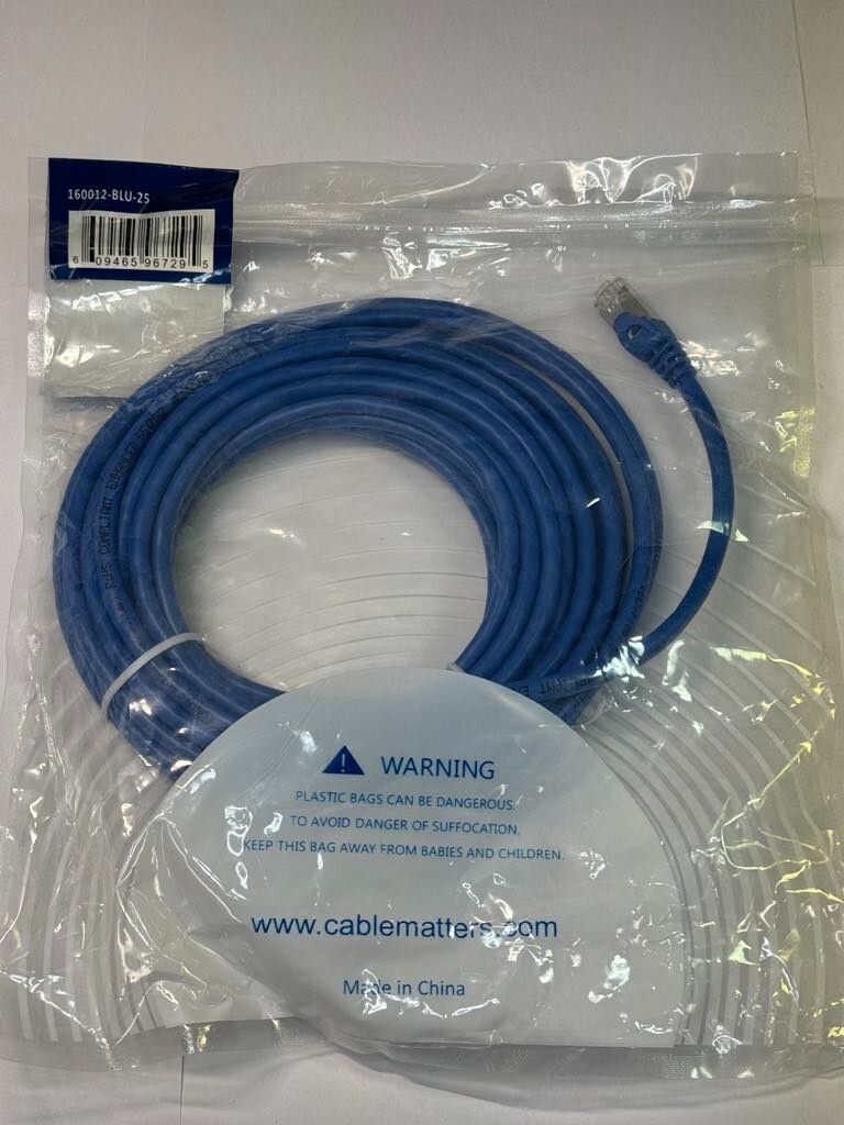 Cable Matters 160012-BLU-25 Cat6a 550Mhz Snagless Shielded (SSTP/SFTP) 10Gbps