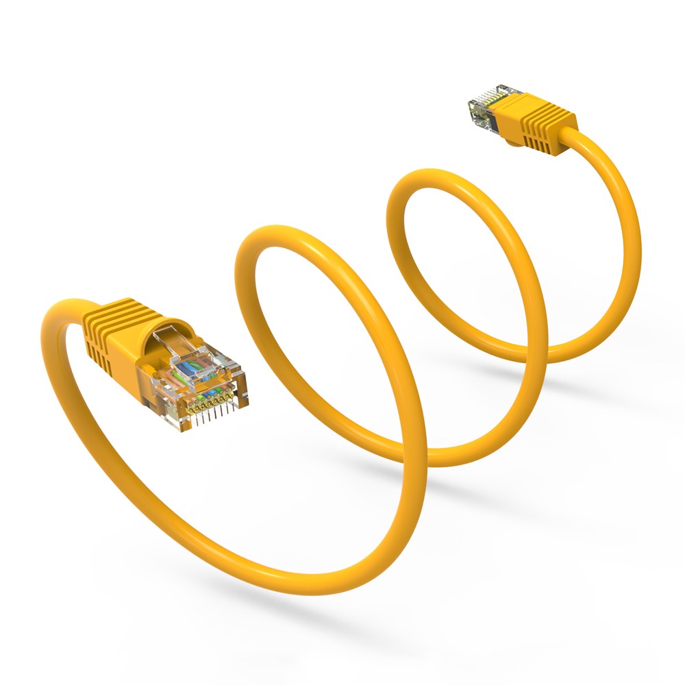 5 Pack of 12Ft CAT6 UTP Ethernet Network Booted Cable 10-100 Feet Yellow