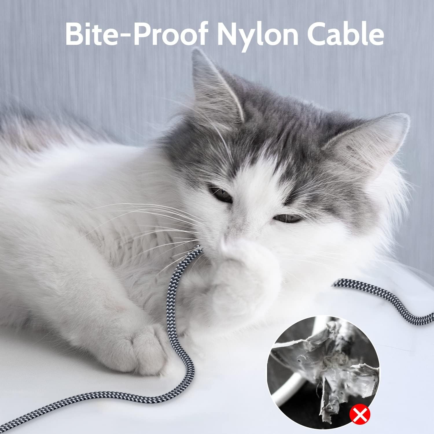 Cat 7 Ethernet Cable – 10Gbps High-Speed, Premium Braided Flat 6.6FT, Grey