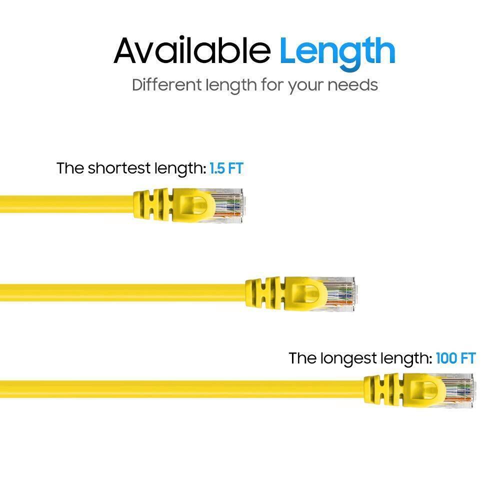 CAT6 CAT 6 Ethernet Cable Lan Network Internet Patch Cord Yellow POE RJ45 LOT