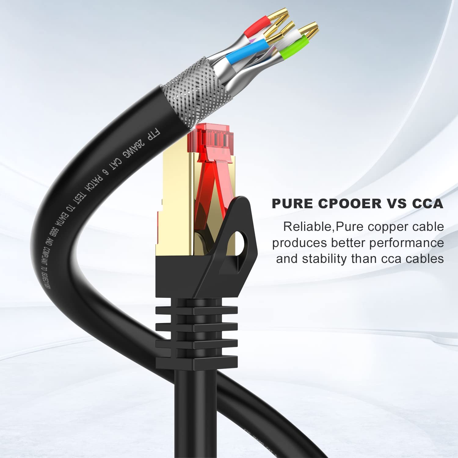 Cat6 Outdoor Ethernet Cable 150ft,Outdoor Shielded Grounded UV Resistant